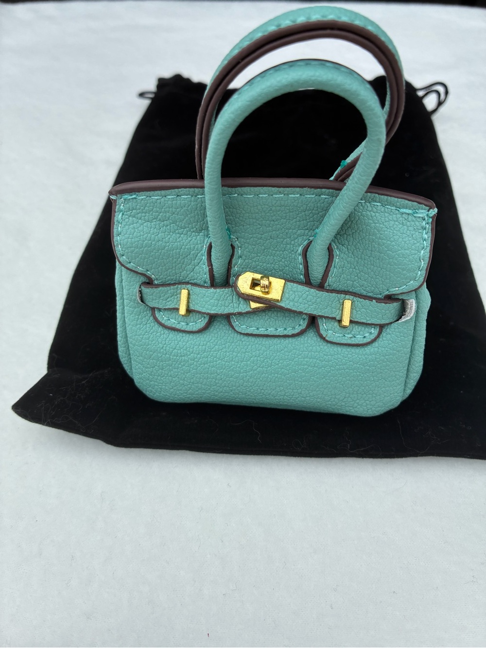 Mini Tote Handbag in Mint Green with Gold Hardware